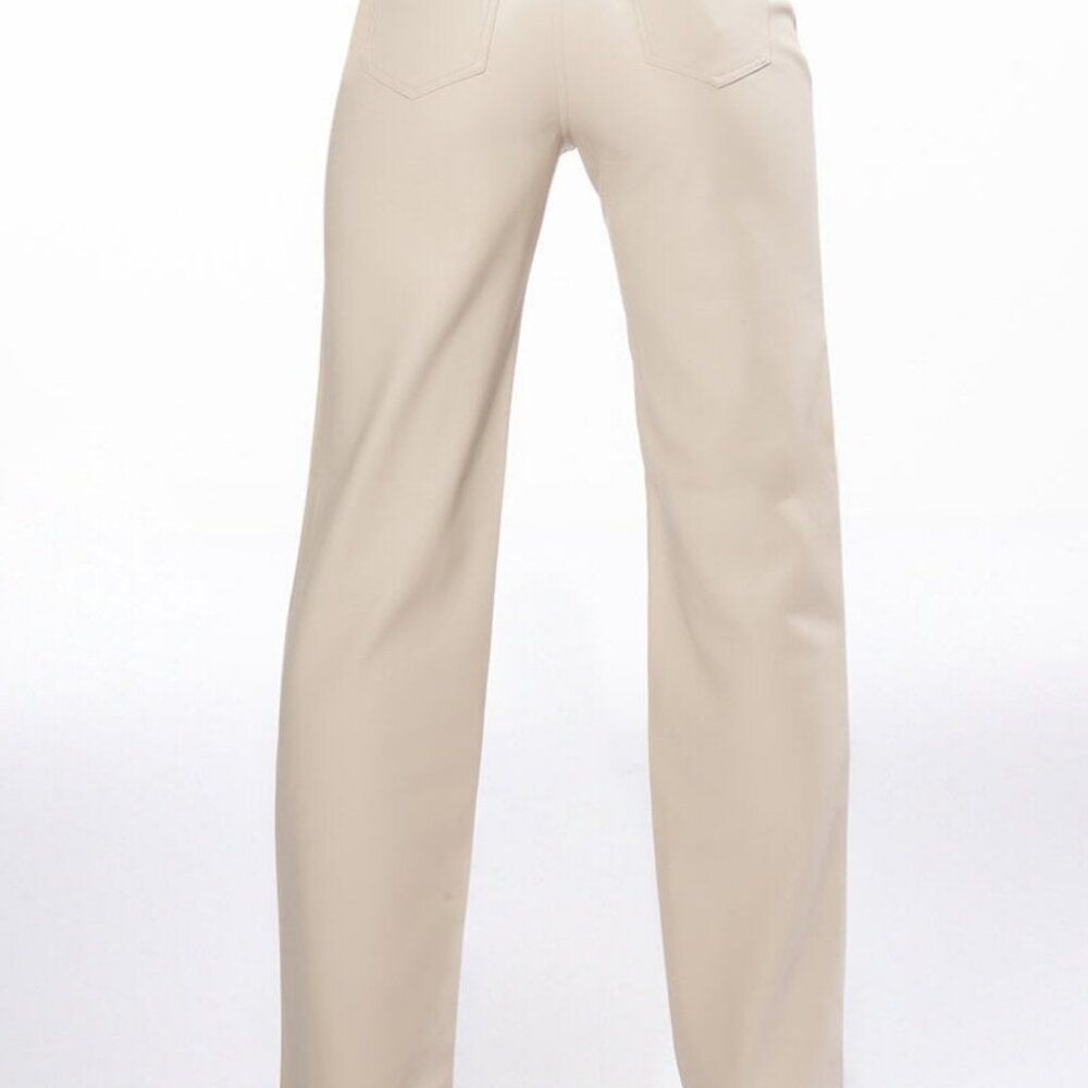 NWT Akira Vegan Leather Straight Leg Pants (Ivory) Size 5 - Picture 3 of 8